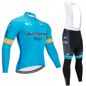 Tenue Cycliste Manches Longues et Collant à Bretelles 2020 Astana Pro Team N001